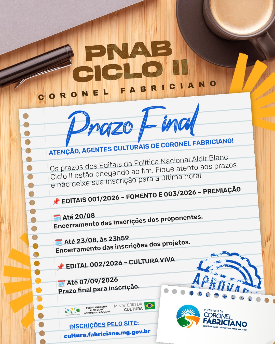 COMUNICADO – ENCERRAMENTO DAS INSCRIÇÕES DOS PROPONENTES (VALIDAÇÃO EDITAIS 001 E 003)